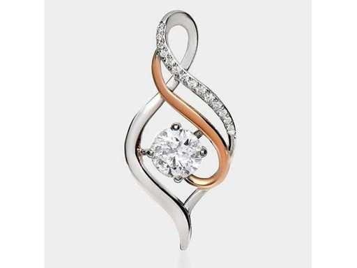 Luxe hanger Natuurlijke Diamant 1,13 karaat in 18 karaat wit en roze goud