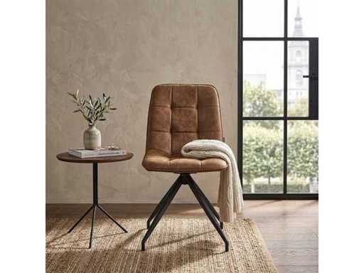 Set mit 6 Esssessel-Tub-Cognac
