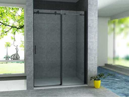 Porte coulissante de douche en niche 8mm 120x200cm 8mm Noir mat 