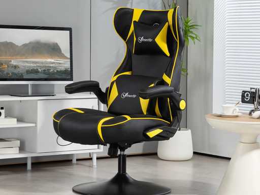 Gamingstoel met rockerfunctie en luidspreker, lenden- en neksteun