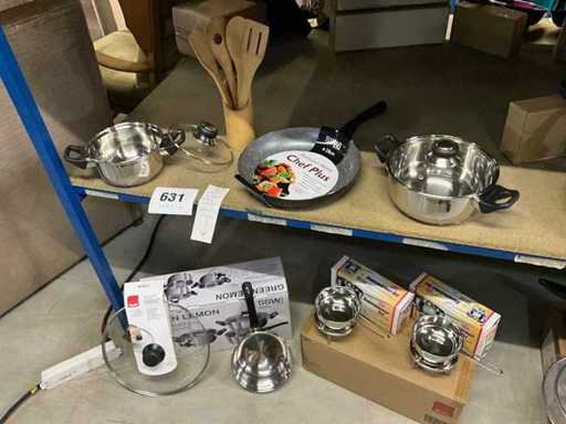 5 piece cooking pot set GSW/SSW + various kitchen accessories