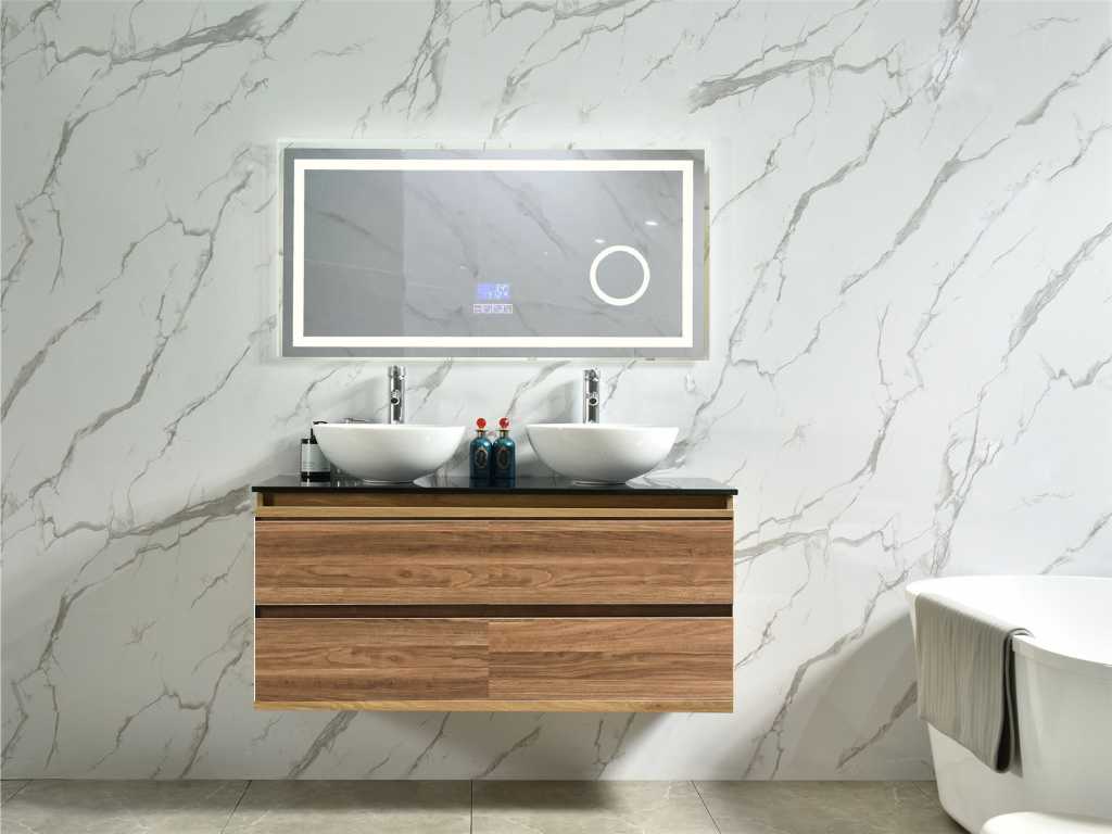 Badmeubel D donker bruin eiken 120 cm Bluetooth spiegel NEW