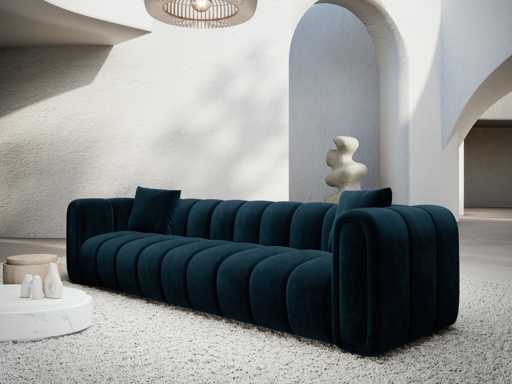 Canapé 3 palces - velours bleu foncé