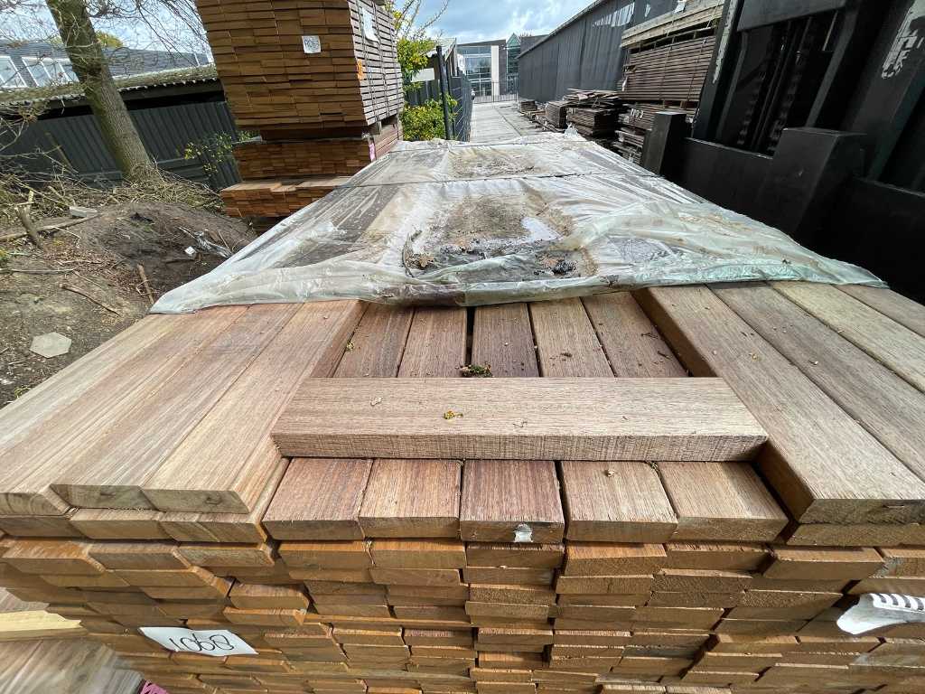 Guyana Teak hardwood planks planed 27x70mm, length 215cm (216x)