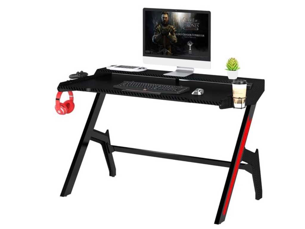 Meble Piranha - Nowoczesne biurko komputerowe i gamingowe z efektem włókna węglowego - Bumblebee 