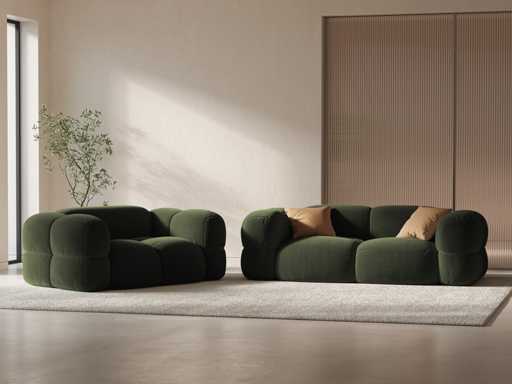 Sofa - Green - 3 Seater - Velvet Touch