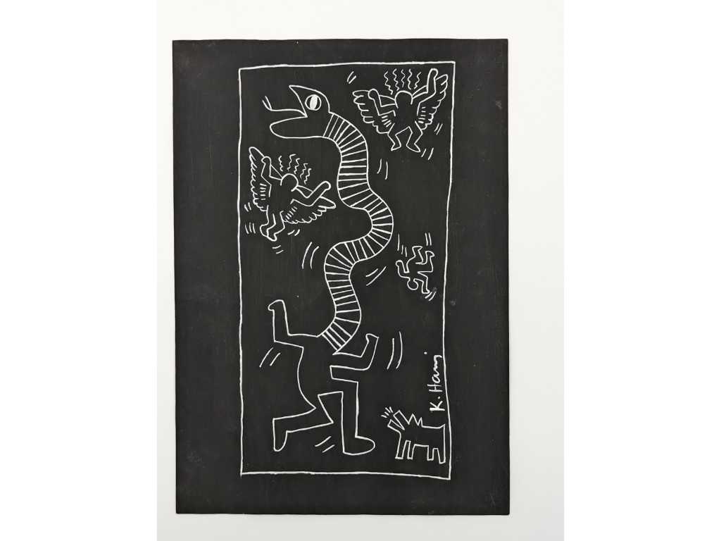 Dessin au feutre Keith Haring de 1982  - Snake Man