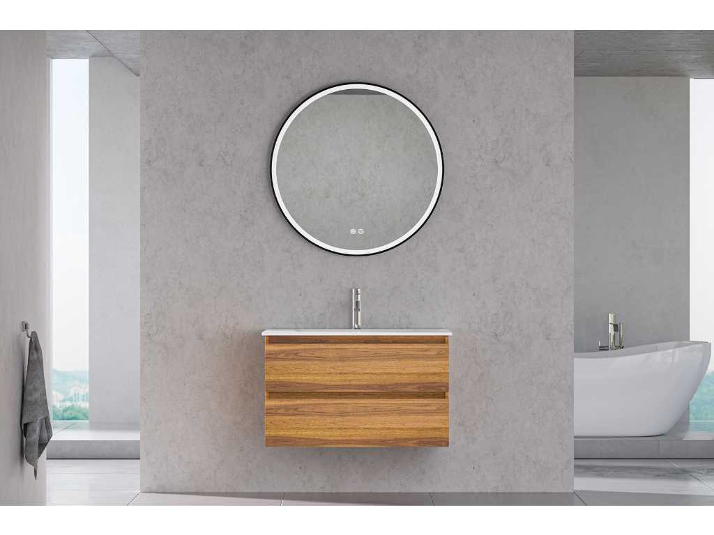 Karo - 64.0026 - Ensemble de meubles de salle de bain avec lavabo et miroir LED.