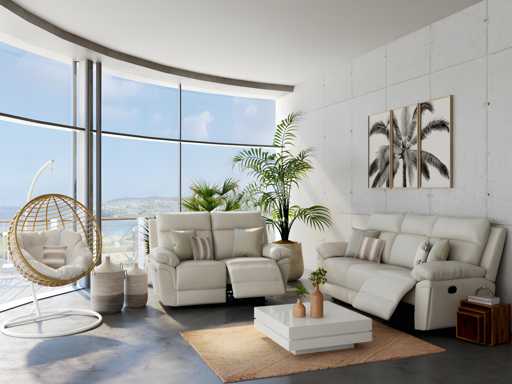 Buffalo leren 3-zits relaxbank - Ivoor