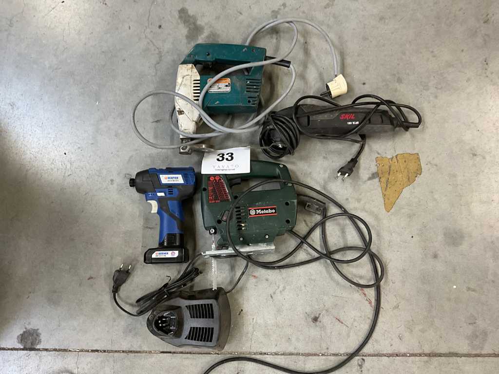 4 diverse handgereedschappen METABO, BERNER en B&D