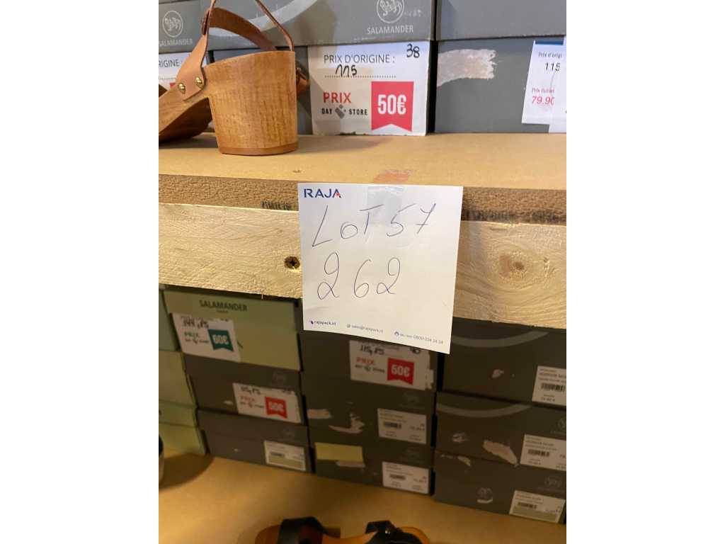 Lot of 262 pairs of high quality women's shoes and sandals - most of the lot is from the brand SALAMANDER and part in genuine leather New item - various sizes