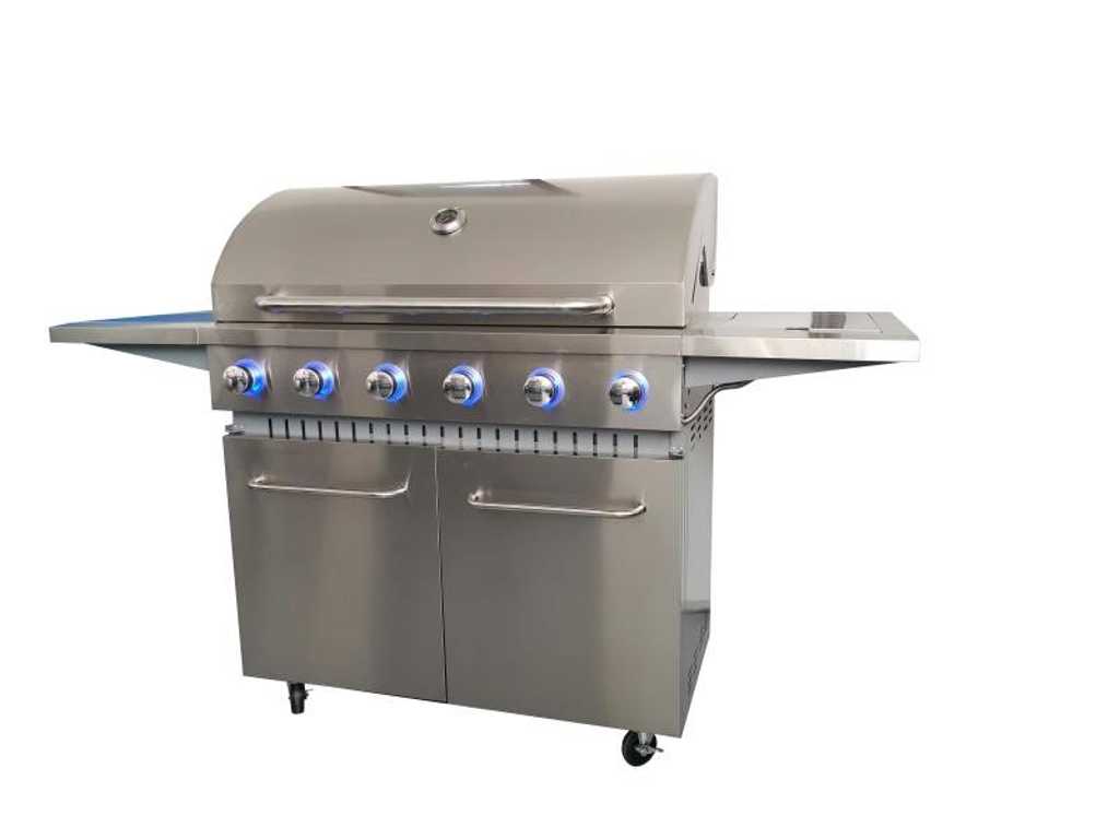 Stainless steel Gas barbecue - 6 burners with side burner - incl. LED lighting