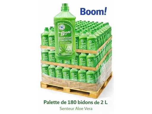 Palette of 180 canisters of 2 L concentrated fabric softener with aloe vera scent