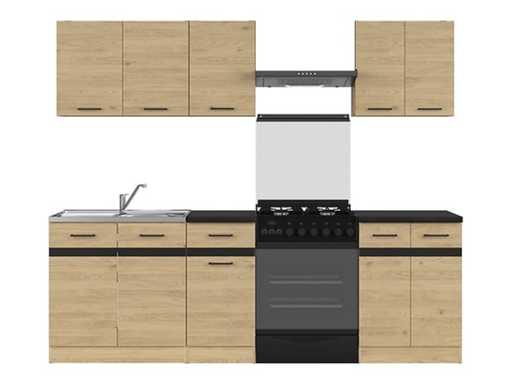 Keukenopstelling Junona Bernstein eik  180-240 cm met spoelbak