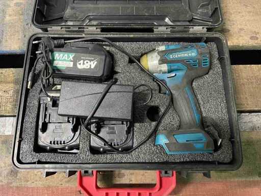 Cordless impact wrench 3x battery 18V 6.0 Ah with case 
