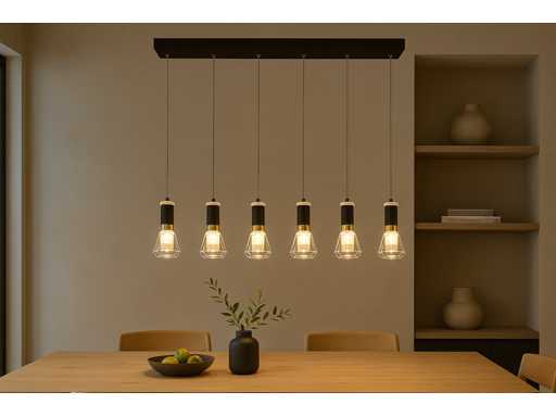 Lumière suspendue LED – B029/5 – 3000K – Blanc chaud – 600 mm – Hauteur réglable – Argent 