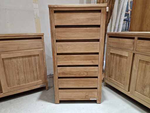 Commode en teck diamant Comfort 55 x 45 x H120cm 7 tiroirs