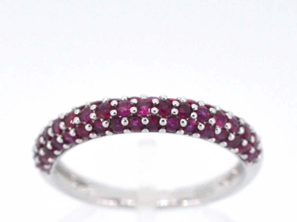 White gold ring with rubies