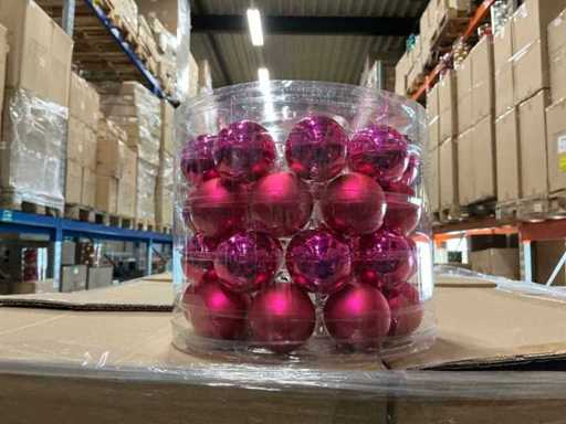 Série de boules de Noël en verre 40mm fuchsia combi 36/tube (240 tubes)