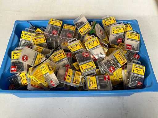 Rotadrill Diverse schroeven RVS, verzinkt en messing in blister (100x)