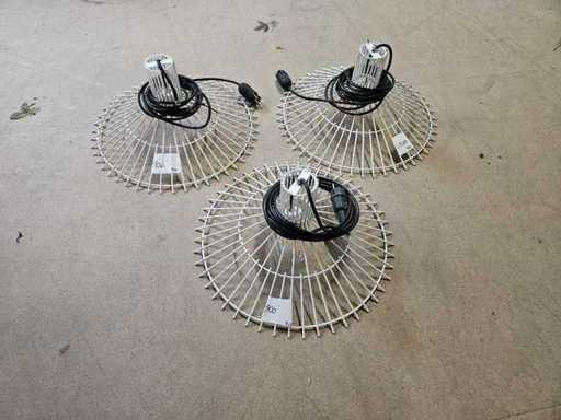 3x Lampe suspendue métal blanc