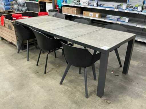 Masă de terasă cu 6 scaune