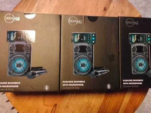 Brainz – Karaoke-Boombox mit Mikrofon. (3x)