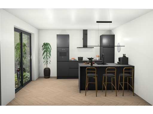 Cucina dell'isola Schüller con parete a ripostiglio