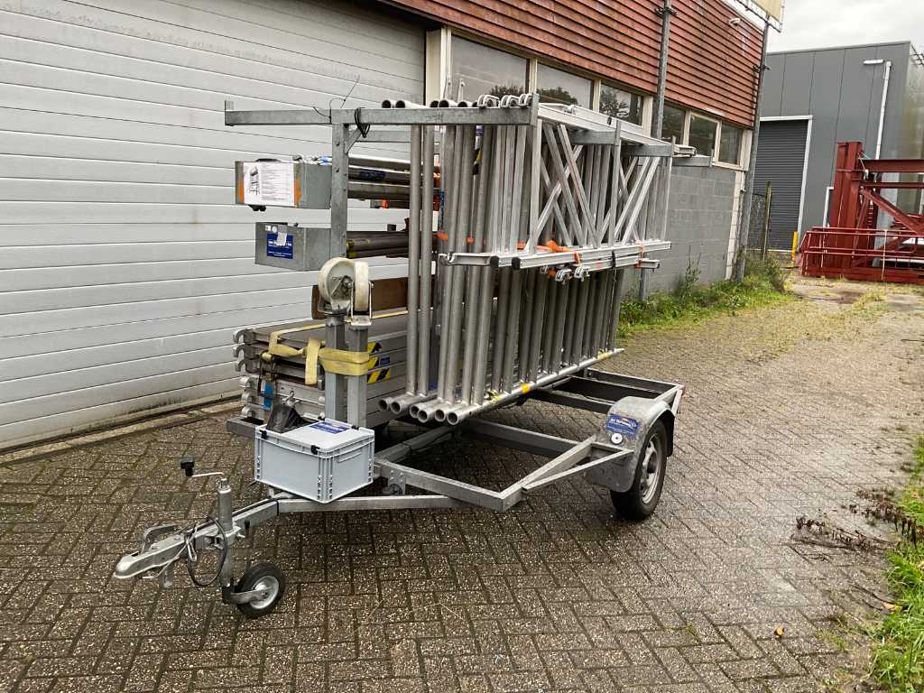 Trailer with scaffolding material