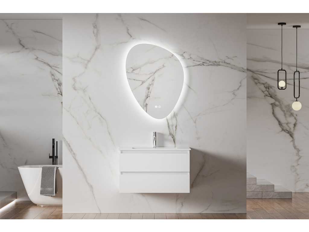 Karo - 64.0020 - Set di mobili da bagno con lavabo e specchio a LED.