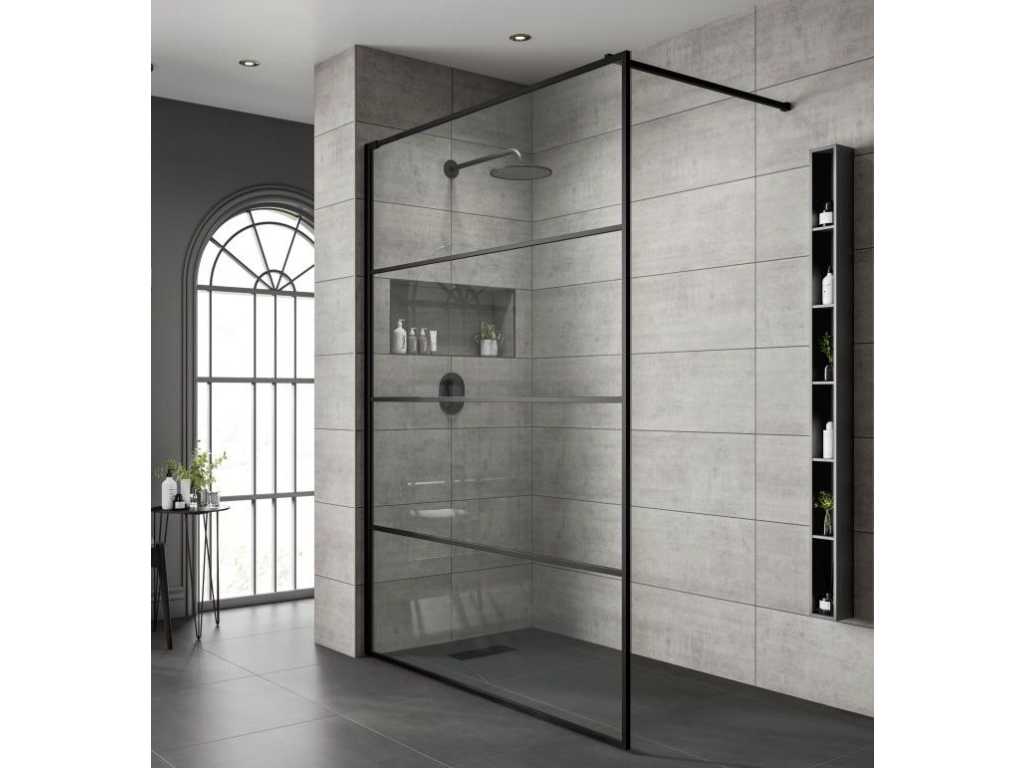 1 x 120x200 LINE Walk-in shower with matt black frame