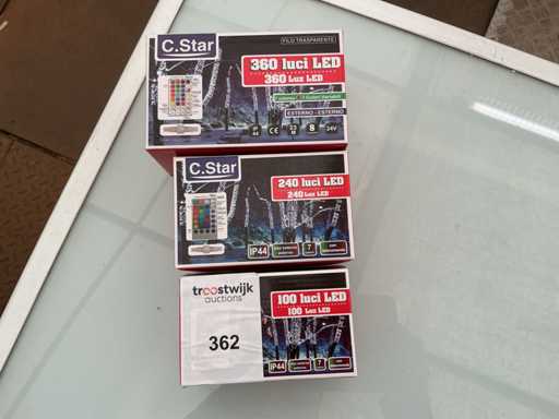 C.Star. Schutzart IP44. Innen- / Außenbereich, Weihnachts-LED-Beleuchtung. (3-fach)