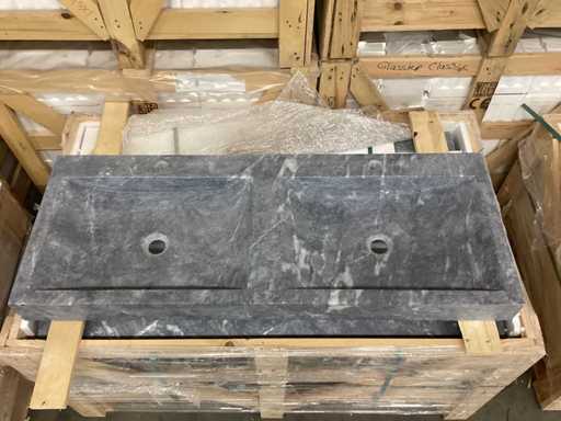 Natuursteen Marmer Black Dubbele Wastafel 120x46x10 cm