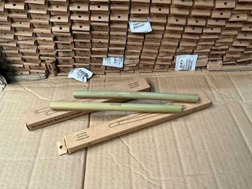 Partij Fair Trade herbruikbare bamboo rietjes 2 stuks