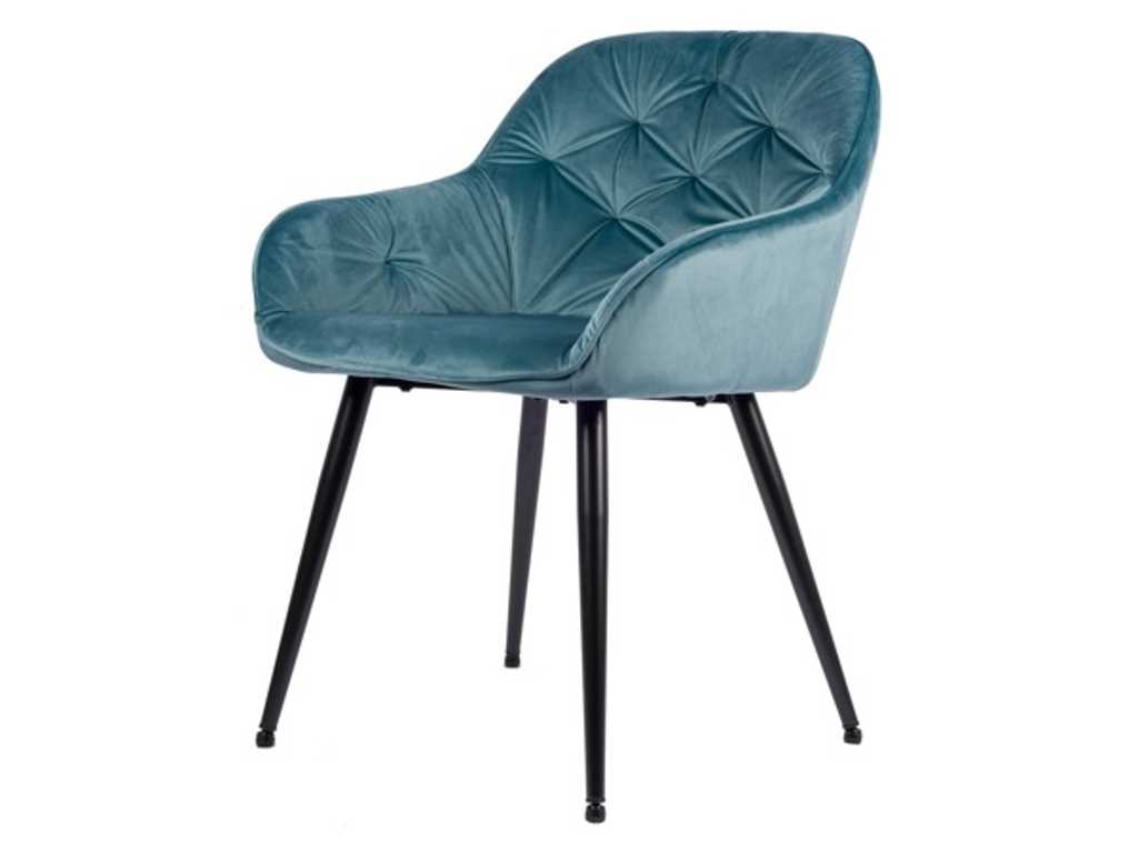 6x Chaise de salle à manger design velours bleu 9051