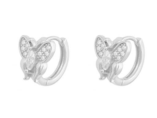 Witte oorbellen met vlinder en briljanten