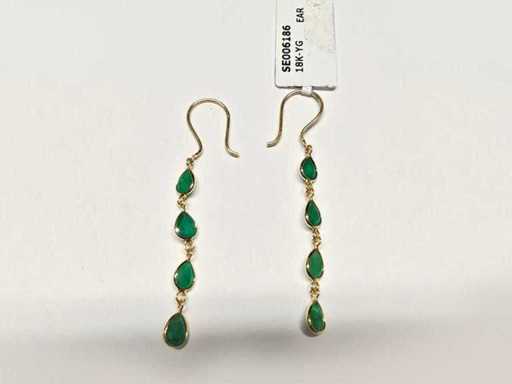 18 KT Yellow Gold Earring With 2.15 Cts Emerald