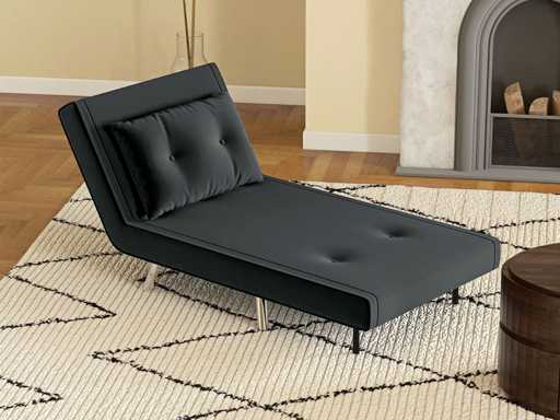 Fauteuil inclinable avec fonction convertible, capitonnage à boutons