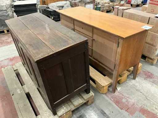 Armoires vintage avec contenu (2x)