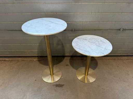 Marmortisch mit "goldenem" Sockel Ø 60 cm (2x)