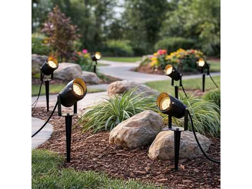 Spot avec embout à l’extérieur – GU10 – IP54 Étanche – Aluminium – Noir (x6)