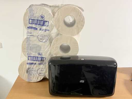 Dubbele Toilet dispenser TORK incl 12 rollen (2400m)