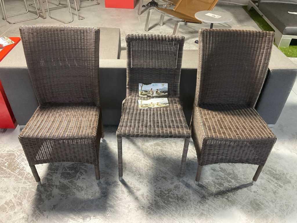 3 chairs in the wicker