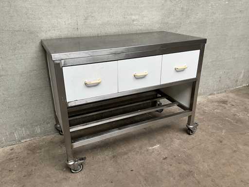 Mobiler Backtisch aus Edelstahl