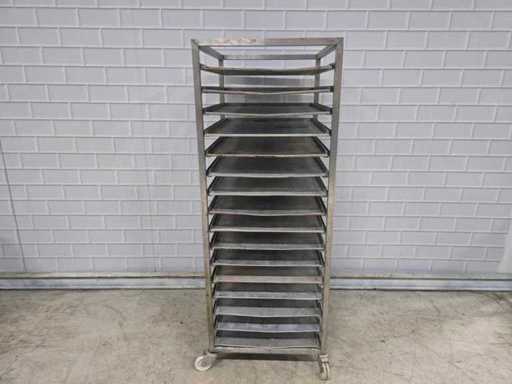Cărucior de răcire din oțel inoxidabil cu 16 piese și 16 tăvi de copt din aluminiu 