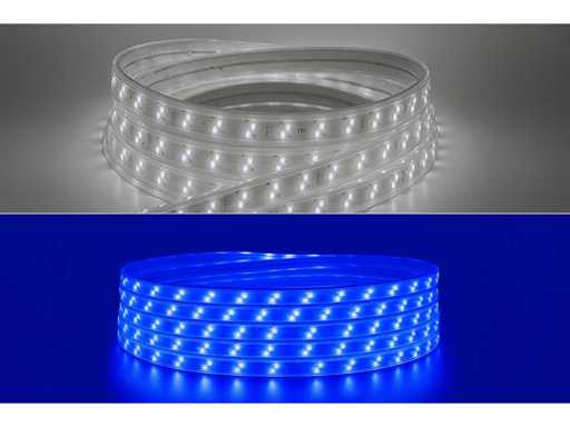 5 x LED Strip – 25 Meter – 10W/m – Blauw & Koud Wit – IP65 Waterdicht
