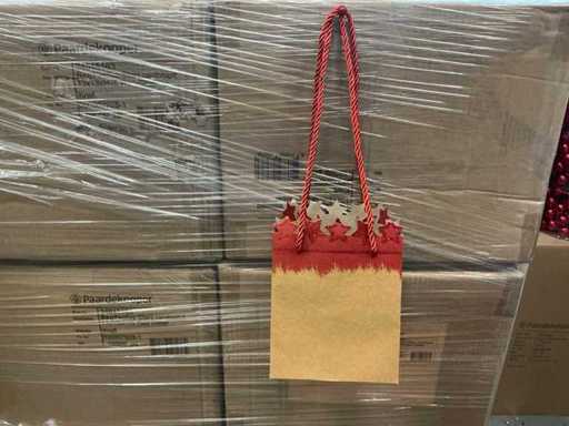 Partij bag festive stars cardboard 13x13xH15cm red glitter (5400x)