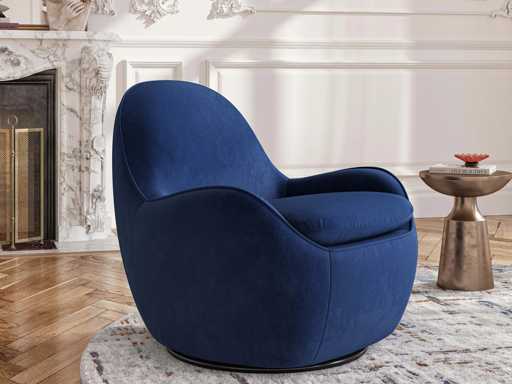 Fauteuil pivotant en velours - Bleu roi