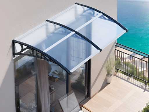 Auvent de Porte d'Entrée 100x200 cm, Toit en Polycarbonate 5 mm avec Structure ABS