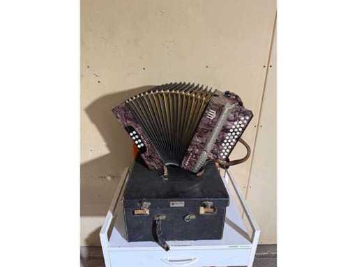 Old accordion Original Hohner Club model Victoria DRP B/Eb, marbled